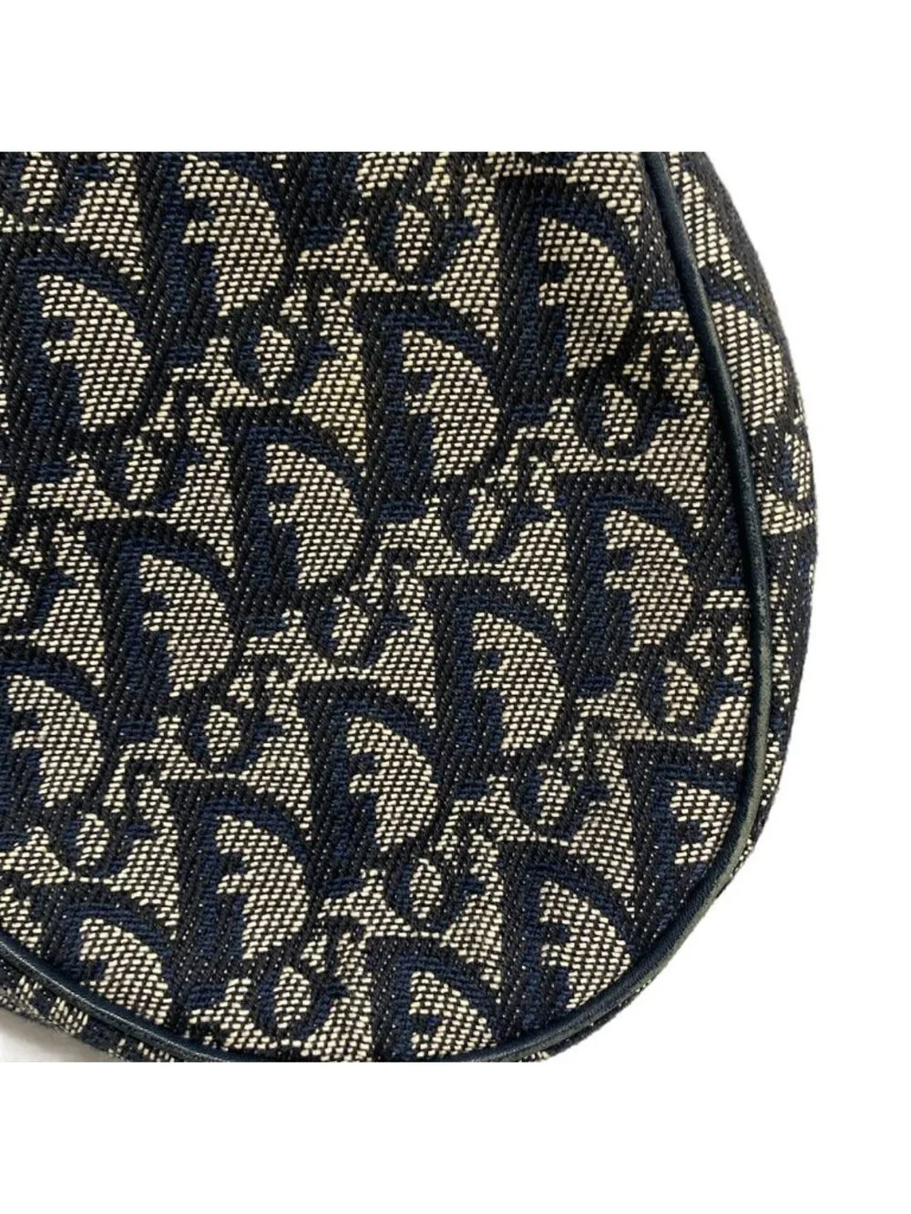 Dior Handbag Saddle Pouch Navy Ivory Leather